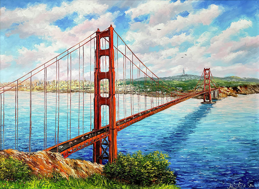 Golden Gate Bridge Original Painting, San Francisco Wall Art