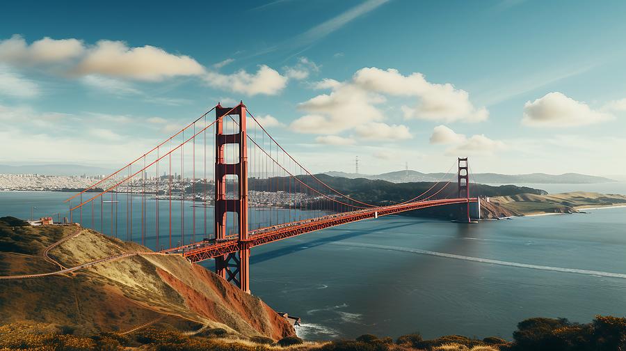 Golden Gate Bridge Digital Art - Golden Gate Bridge by Pensac