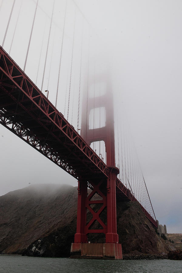 Golden Gate Bridge Portrait in Fog Photograph by Bonnie Colgan