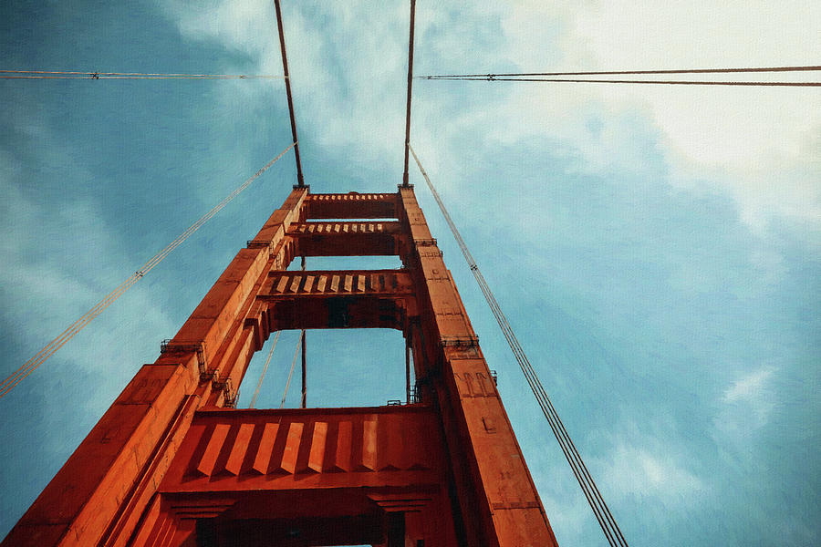 Golden Gate Bridge San Francisco California 2 In Watercolor, Landscape, Nature, Fine Art Painting