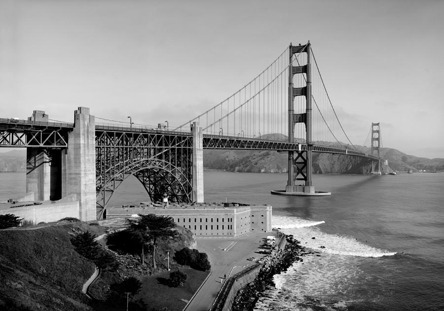 Golden Gate Bridge - Showing The Bay Side - Jet Lowe 1984 Photograph by War Is Hell Store