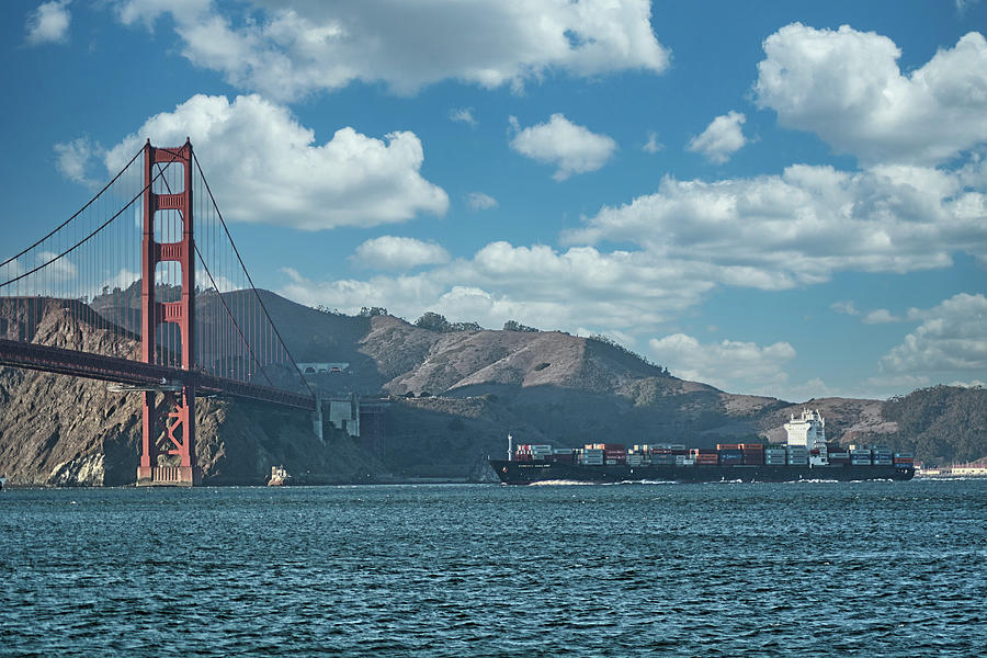 Golden Gate Cargo and Blue Skies Photograph by Maggy Marsh