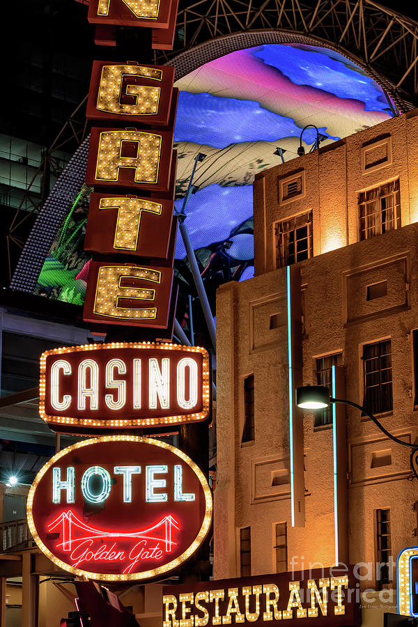 Golden Gate Casino Neon Signs and Fremont Experience at Night Photograph by Aloha Art