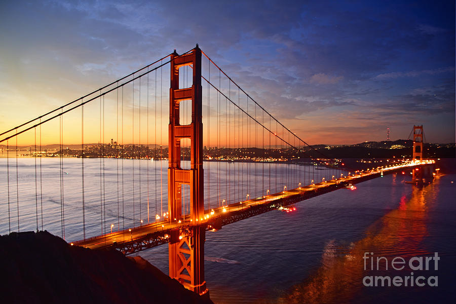Golden Gate Dawn Photograph by Ed Stokes