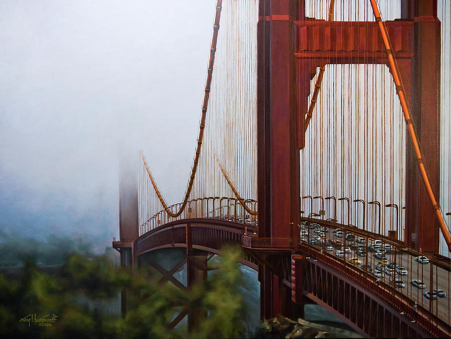 Golden Gate in Fog Painting by Craig Burgwardt