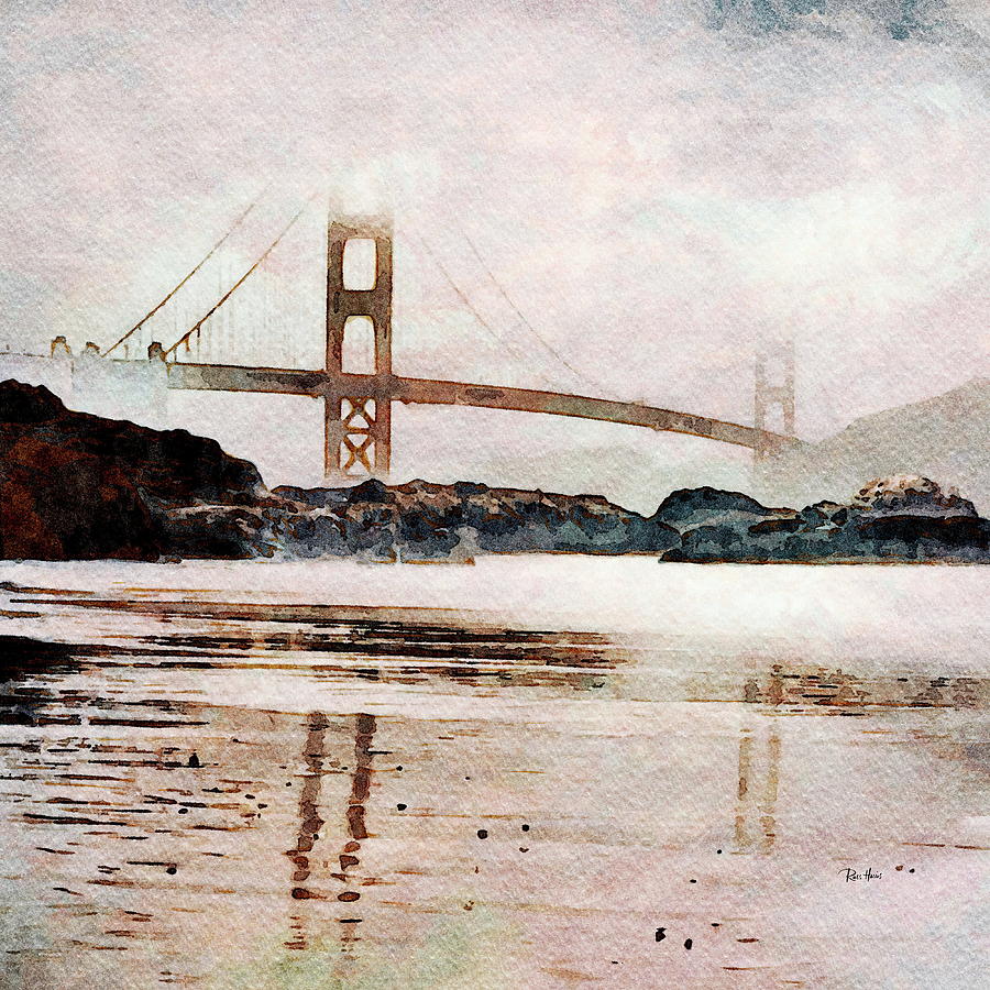 Golden Gate in Fog Painting by Russ Harris