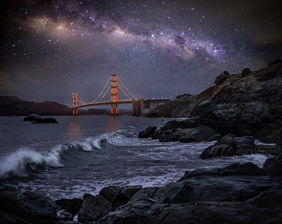 Golden Gate Bridge Photograph - Golden Gate Milkyway by Prem Mukherjee