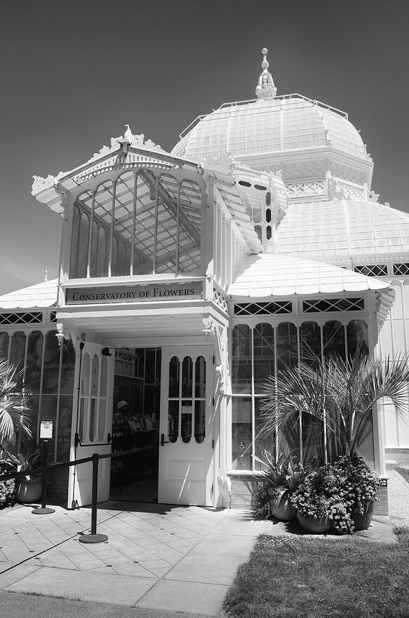Golden Gate Park Conservatory of Flowers Entrance San Francisco Black and White Photograph by Shawn OBrien