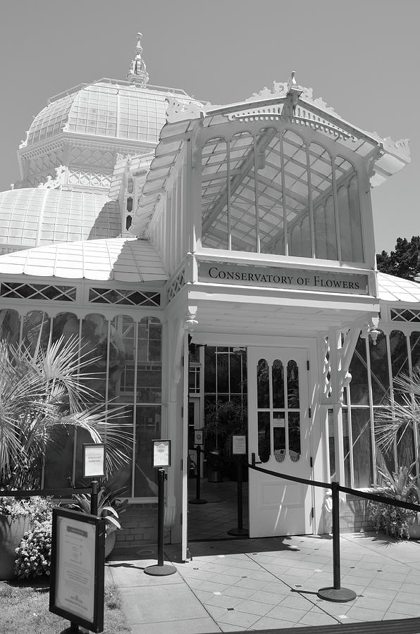 Golden Gate Park Conservatory of Flowers Entrance San Francisco CA Black and White Photograph by Shawn OBrien