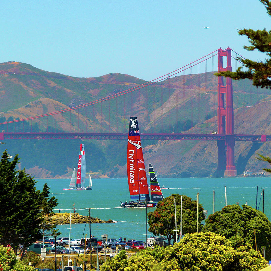 Golden Gate Sailing Photograph by Grey Coopre