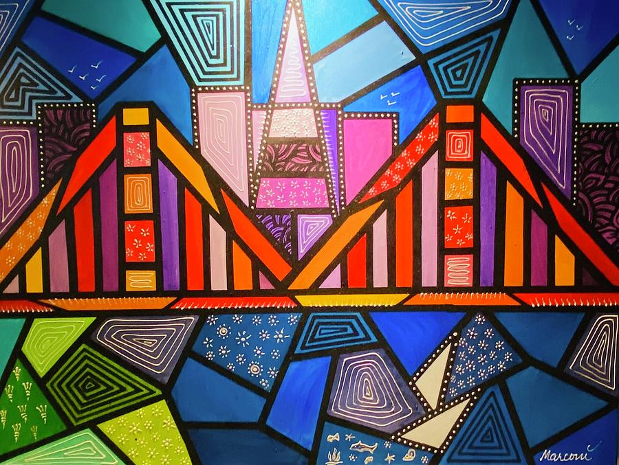 Golden Gate to My Heart Painting by Marconi Calindas