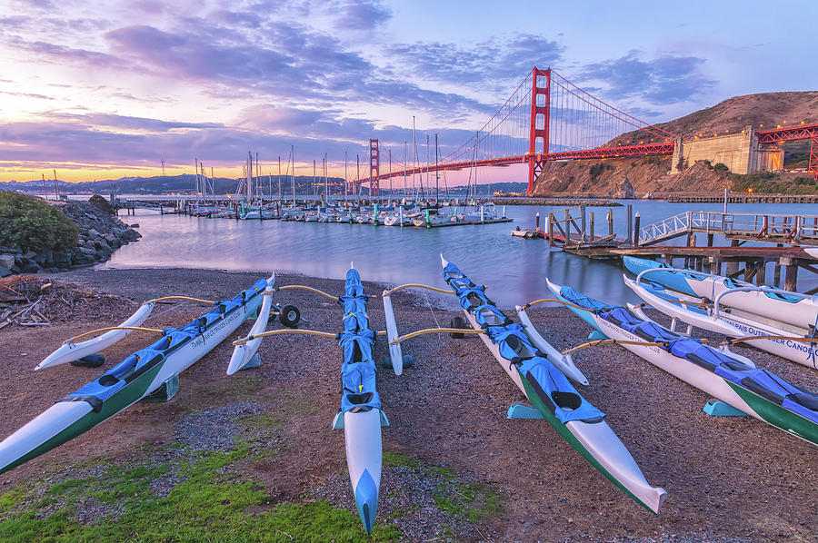 Golden Gate With Canoes Photograph by Jonathan Nguyen