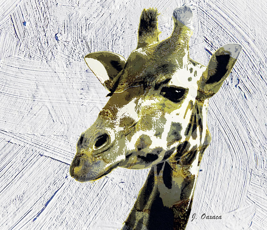 Golden Giraffe Portrait Mixed Media by J U A N - O A X A C A | Fine Art ...