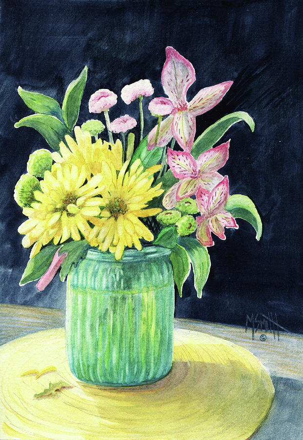 Floral Still Life Painting - Golden Glory Still Life by Marilyn Smith