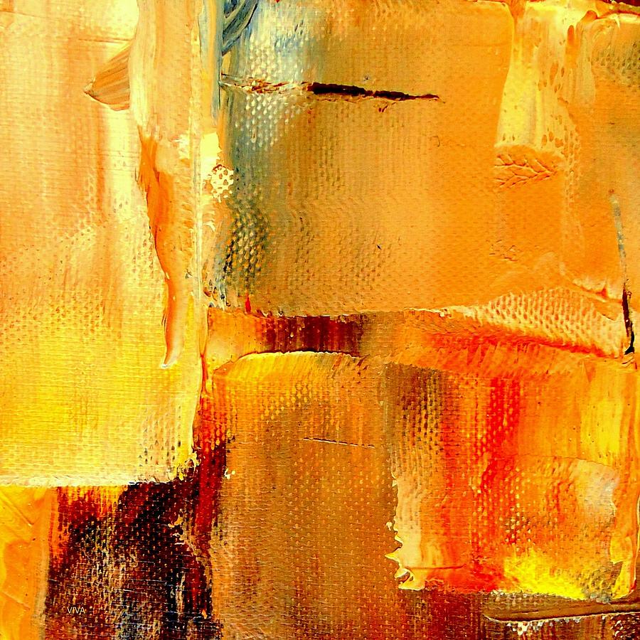 Golden Glow Abstract Square Painting by VIVA Anderson