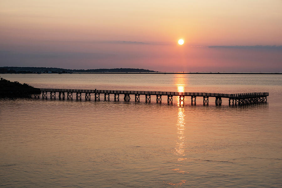 Golden Glow at the Fishing Pier at Sunrise Lynn MA Photograph by Toby McGuire