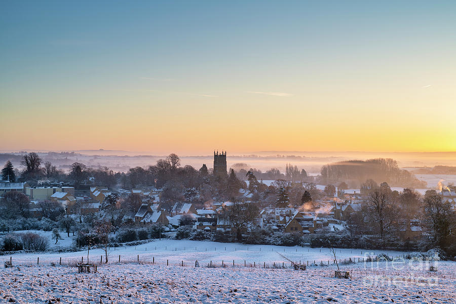 Golden Glow over Chipping Campden in the Snow Photograph by Tim Gainey