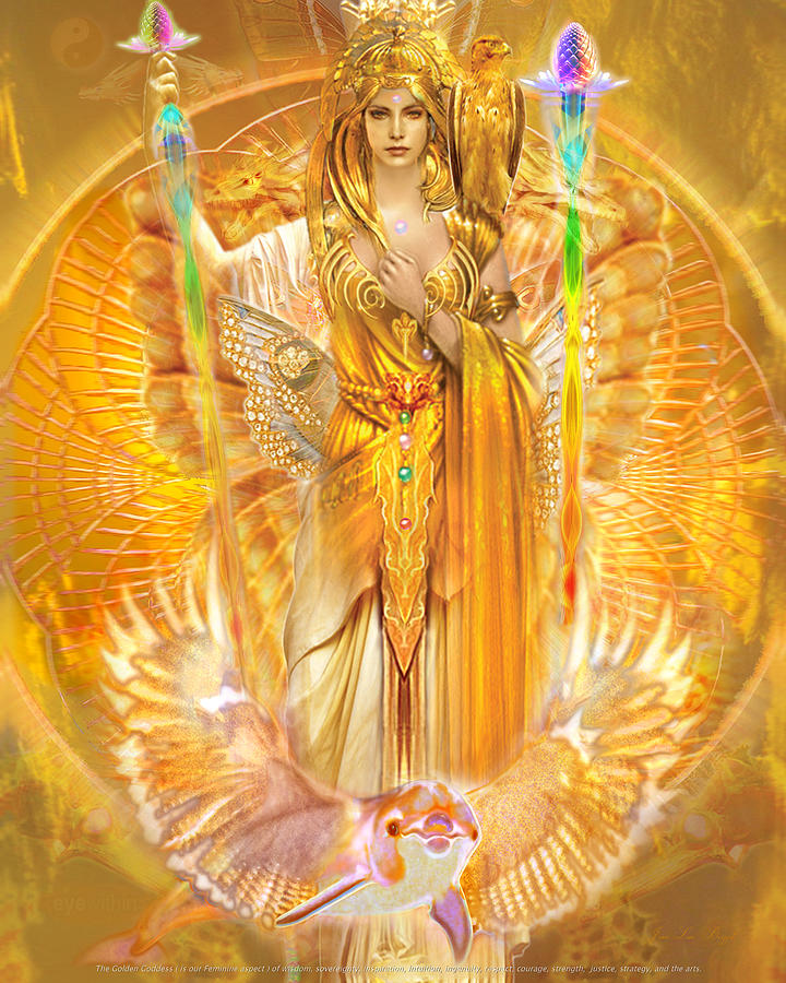 Golden Goddess Digital Art by Jean-Luc Bozzoli