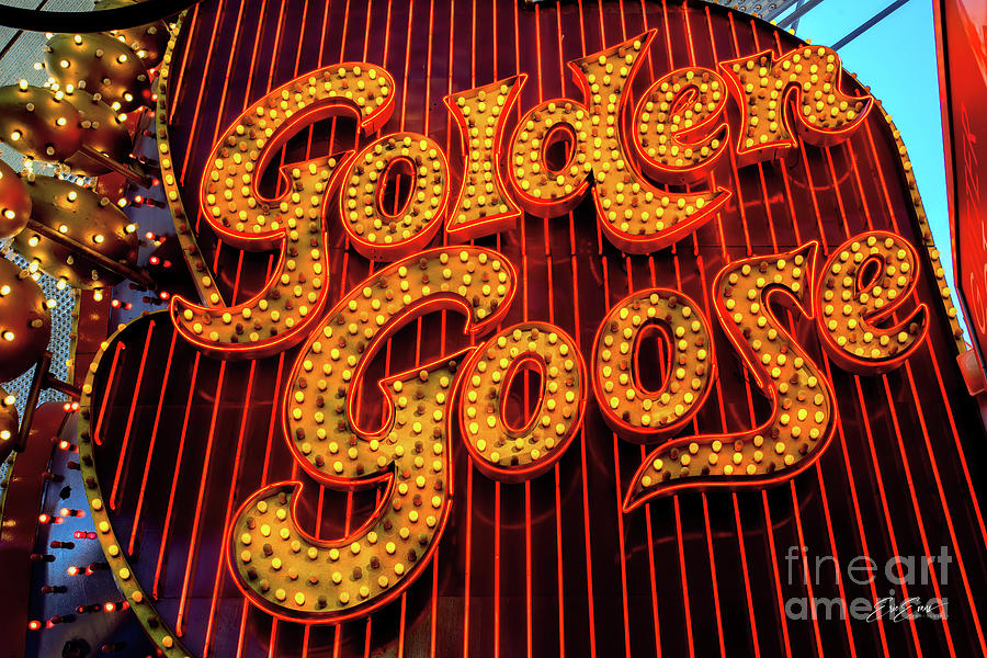 Golden Goose Neon Sign Fremont Street Macro Photograph by Aloha Art