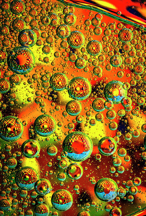 Abstract Photograph - Golden Green Spheres by Garry Gay