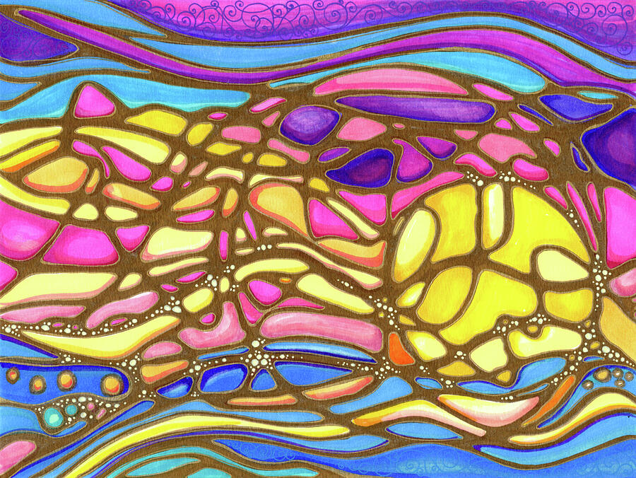 Golden Healthy Flow Drawing by Katherine Nutt