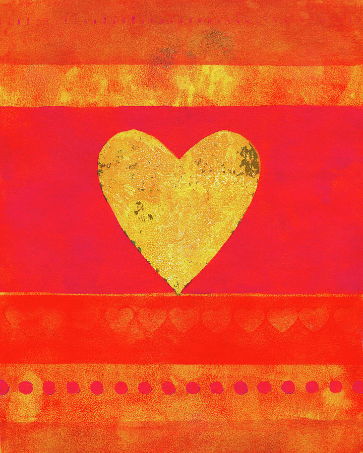 Golden heart Painting by Karen Kaspar