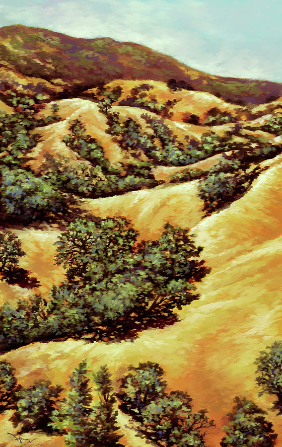 Golden Hills of Morgan Hill, CA Painting by Hans Neuhart