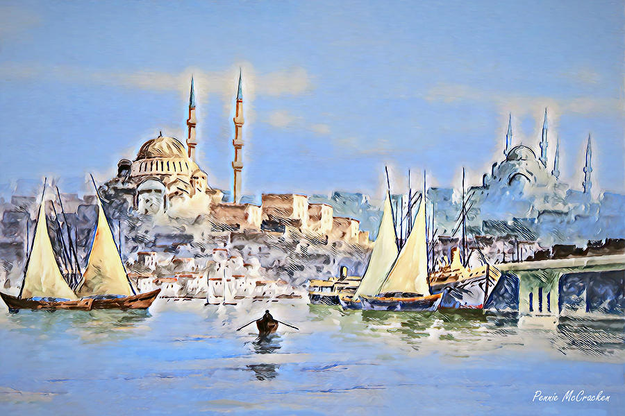 Golden Horn of Istanbul Digital Art by Pennie McCracken