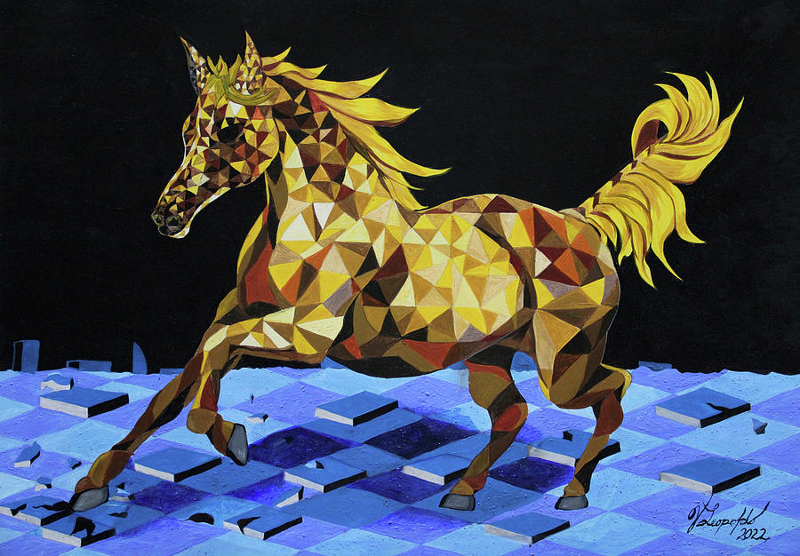 Golden horse found in my dreams Painting by Jleopold Jleopold