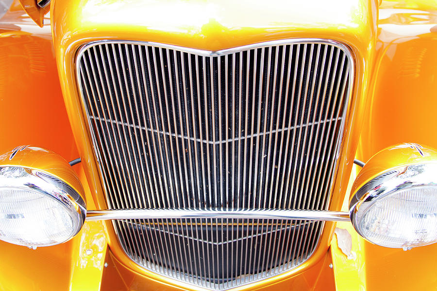 Golden Hotrod Grille and Lights Photograph by W Chris Fooshee