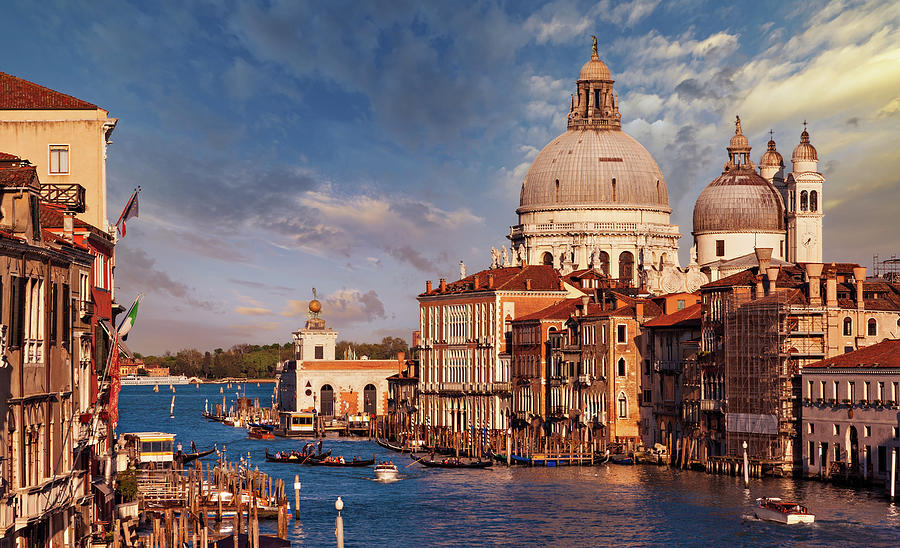 Boat Photograph - Golden Hour at Grand Canal - Venice by Barry O Carroll