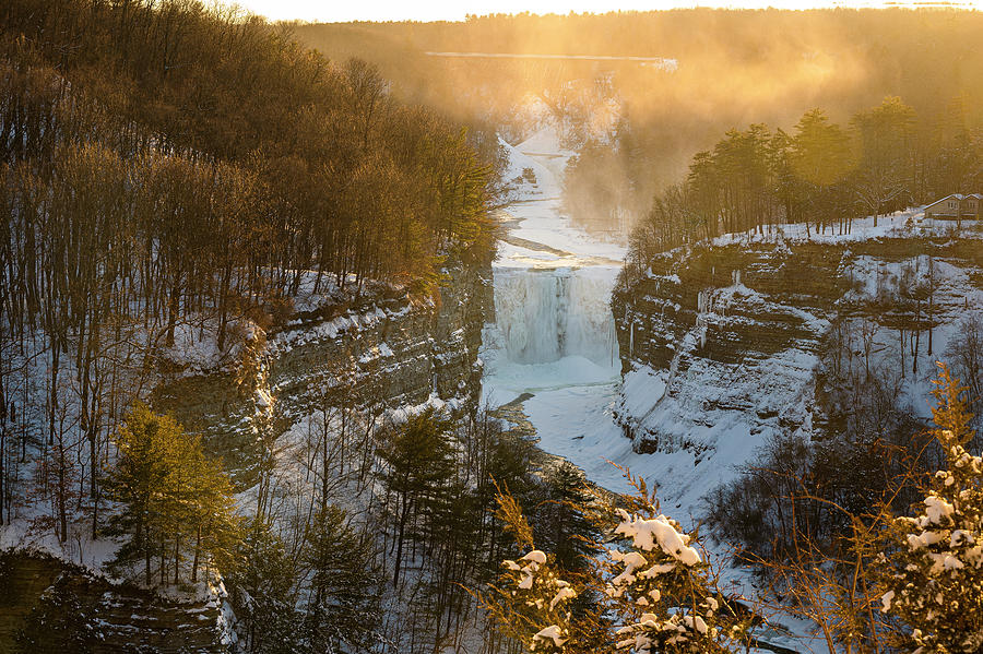 Golden Hour At Middle Falls Photograph by Mark Papke