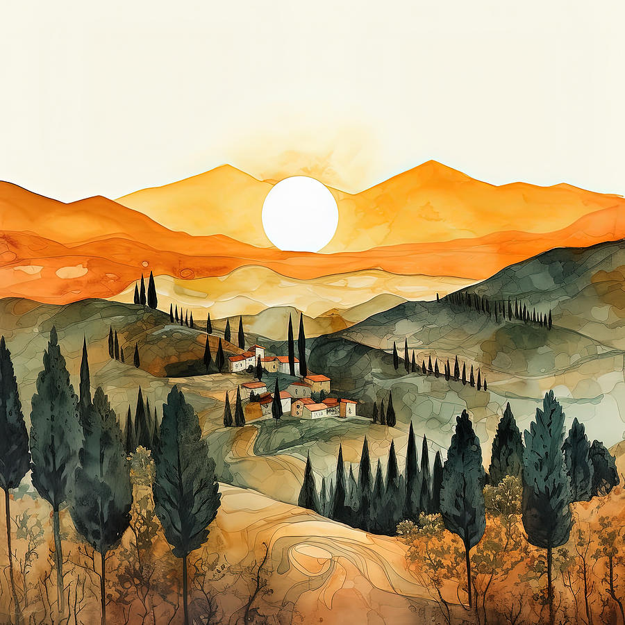 Golden Hour in Chianti Art Painting by Lourry Legarde Golden Hour in Chianti Art Painting by Lourry Legarde