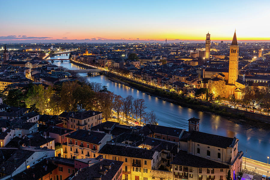 Golden hour in Verona Photograph by Pietro Ebner