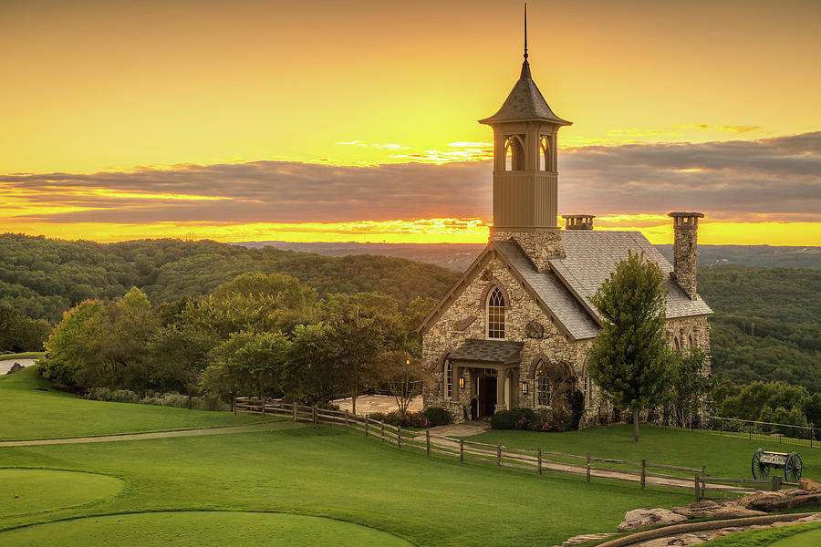 Golden Hour Of Grace At Chapel Of The Ozarks Photograph by Gregory Ballos