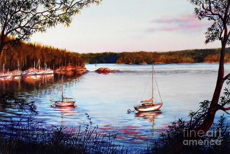 Sunset Painting - Golden Hour on the Island by Jacqueline Tribble