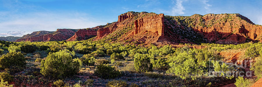 Golden Hour Panorama of Haynes Ridge at Caprock Canyons State Park - West Texas Panhandle Quitaque Photograph by Silvio Ligutti