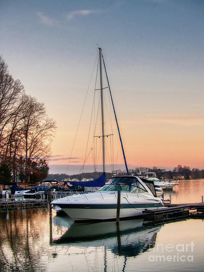 Golden Hour Sailboat on Lake Norman Photograph by Amy Dundon