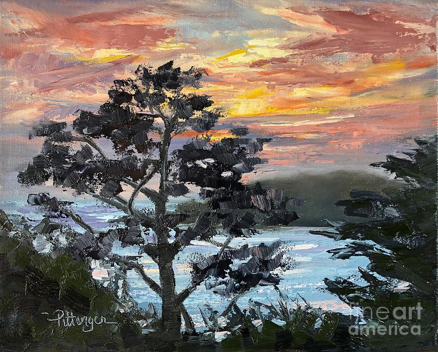 Sunset Painting - Golden Hour Sunset by Lori Pittenger