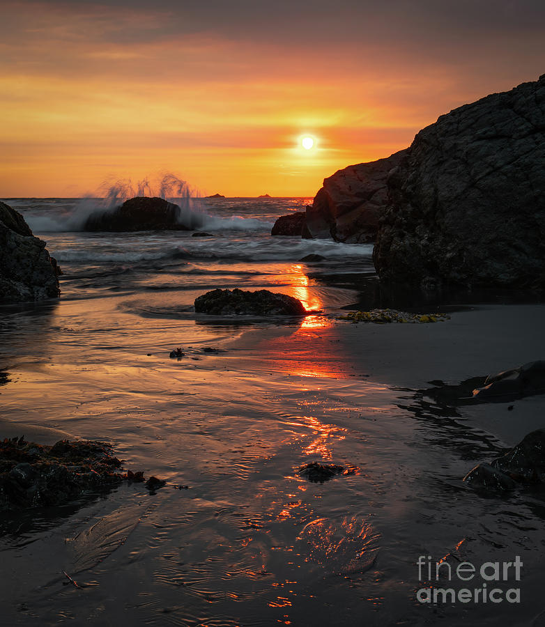 Golden Hour Waves and Reflections Photograph by Ron Long Ltd Photography