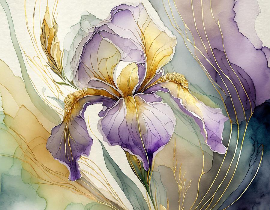 Golden Iris Mixed Media by Susan Rydberg