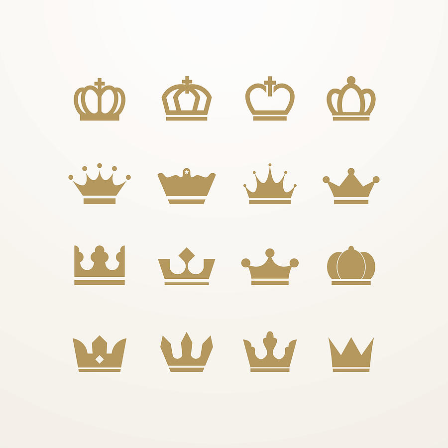 Golden isolated crown icons Drawing by Mustafahacalaki