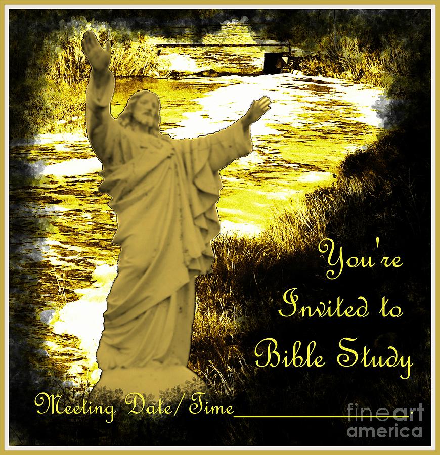Golden Kingdom of God Bible Study Invitation Digital Art by Delynn Addams
