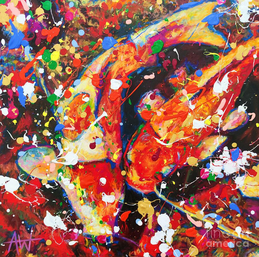 Golden Koi Painting by Angie Wright