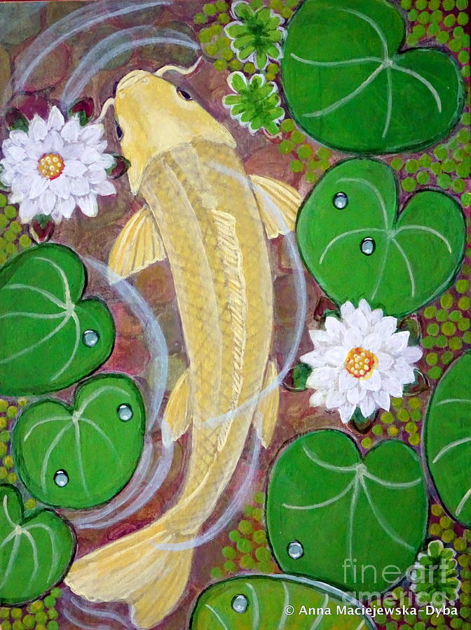 gold koi fish painting