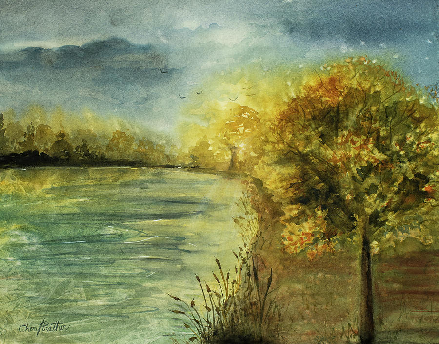 Golden Lake Painting by Cheryl Prather