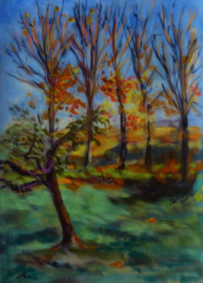 Golden Leaves Pastel by Ana Mouga - Fine Art America