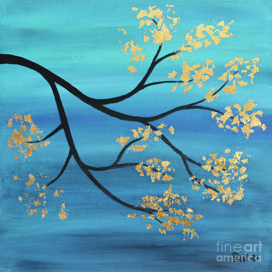 Golden Leaves Painting by Jutta Maria Pusl