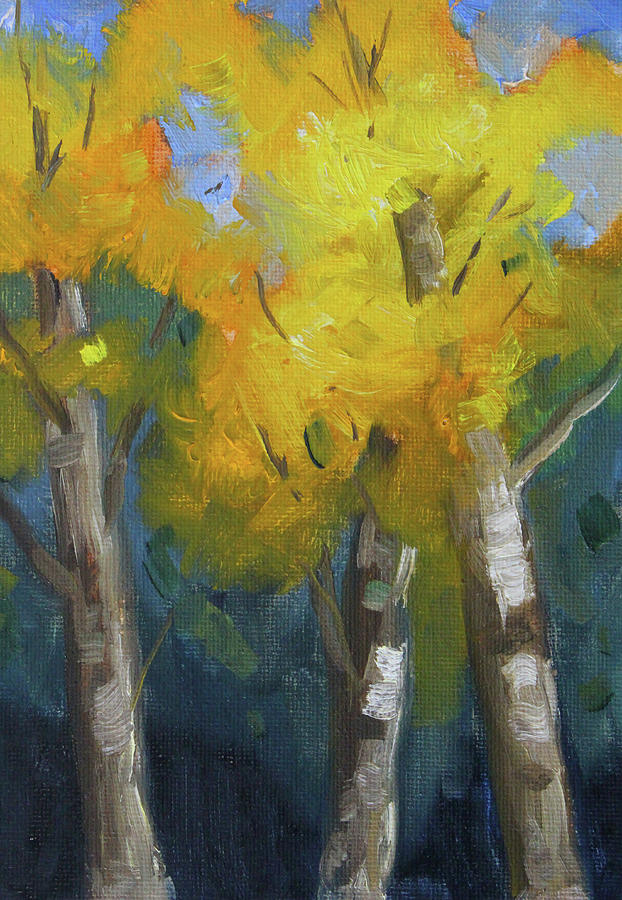 Golden Leaves Landscape Painting by Nancy Merkle