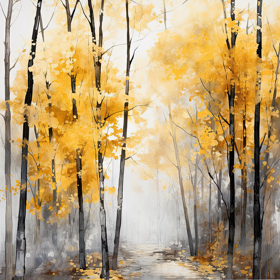 Golden Leaves of Fall Painting by Lourry Legarde